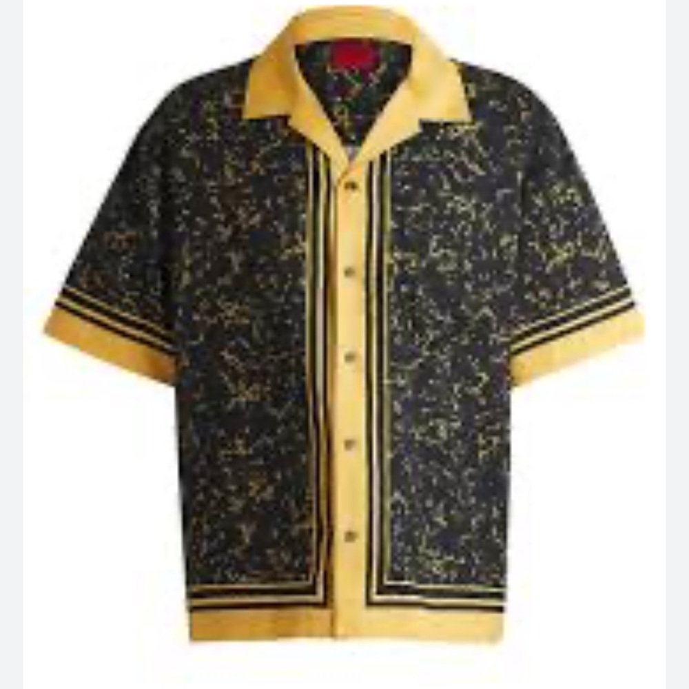 Hugo Boss Oversize-Fit Shirt In A Printed Cotton Blend Size XL‎ NWT